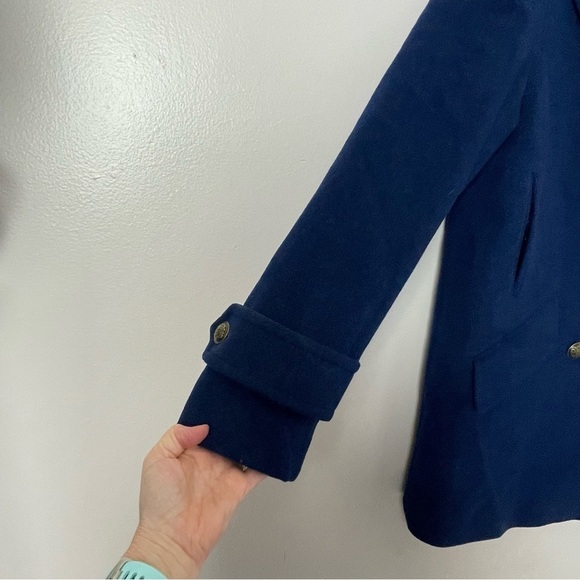 Larry Levine Wool Pea Coat | Double Breasted | Blue | Size Medium - Picture 3 of 15